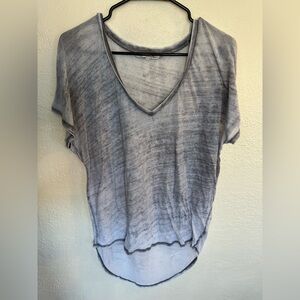 Express One Eleven Gray V-Neck Women Top